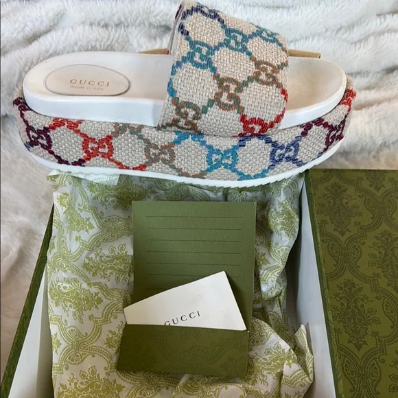 COPY - Gucci Angelina platform multicolor canvas monogram GG slide sandals - Picture 8 of 10